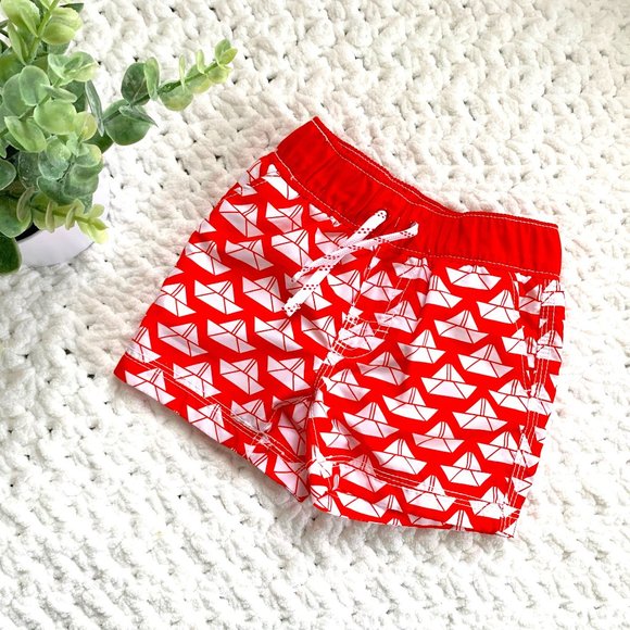 Baby GAP Sailboat Swim Trunks (Red/Orange) 6-12M - Picture 1 of 4